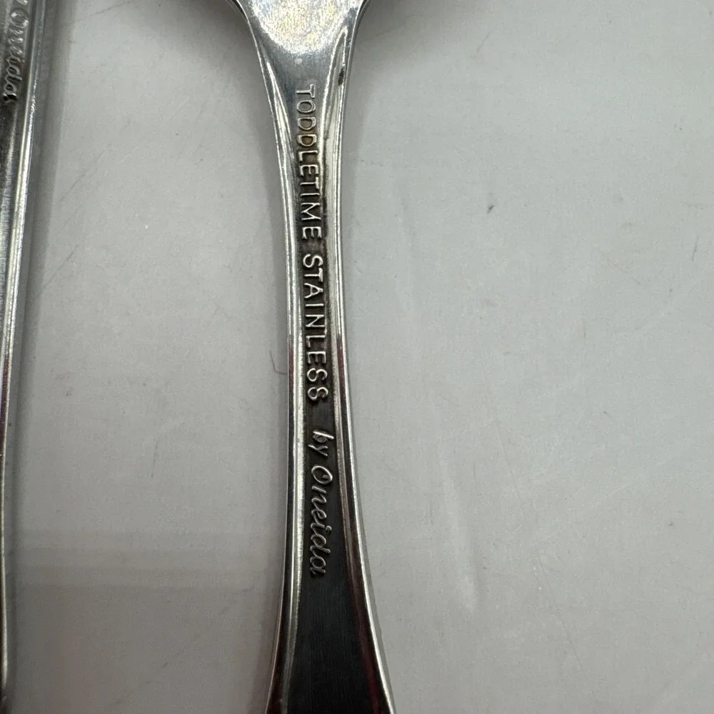 Oneida Toddletime‎ Stainless 2 Piece Set Toddler Baby Child Spoon Fork Flatware